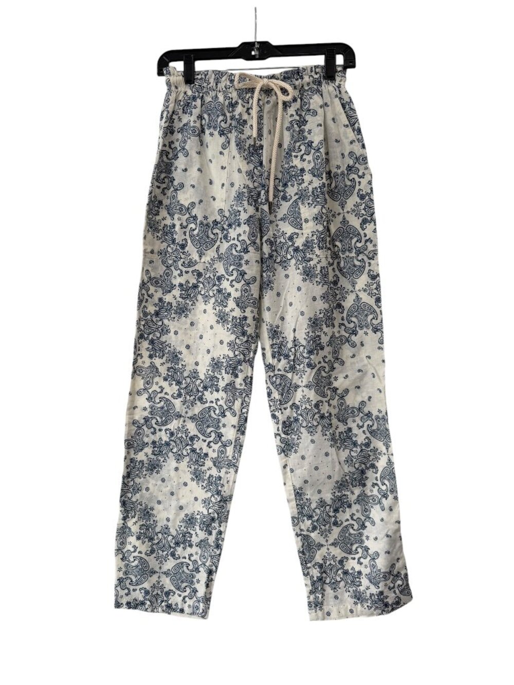 Overlover Blue White Floral Cotton Straight Slim Jogger Pant size Small/25"